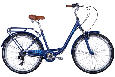 Велосипед ST 26" Dorozhnik LUX Vbr FR рама-17" синий с голубым (матовый) 2025 крылья, крыло пер., крыло зад., подножка, звонок