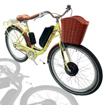 Велосипед с Е-комплектом 26" Cross Sorento кремовый 36В 350Вт 10 Ah/ Мотор MXSUS/ с корзинкой и багажником