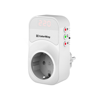Реле напруги ColorWay (16A/3680W) 150V-210V/230V-280V DS2 white (CW-VR16-01D)