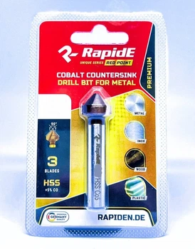 Зенківка RapidE RED POINT 12.4 мм КОБАЛЬТОВА конічна по металу на 3 різці, кут 90 градусів (НФ-00002890)