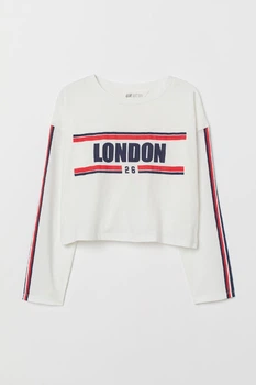 Кофта топ з принтом білий Лондон H&M 158-164см (400095902)