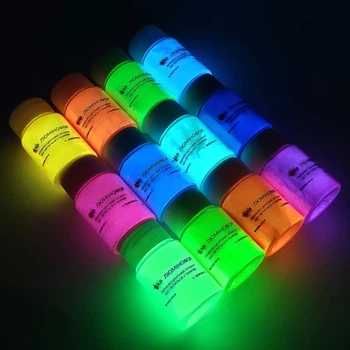 Набор люминесцентных пигментов (люминофор) Tricolor Mega Pack для маникюра 12 шт * 50 г (1 набор)