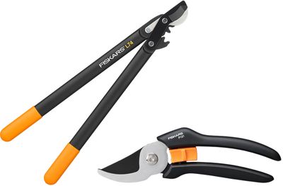 Набор Сучкорез средний плоскостной с силовым приводом Fiskars PowerGear L74 (1000582/112290) + Плоскостной секатор Fiskars Solid P121 (1057160)