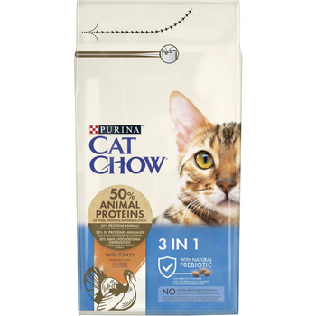 Корм Purina Cat Chow Feline с индейкой 3в1