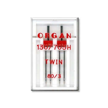 Иглы швейные двойные универсальные ORGAN TWIN №80/3 пластиковый бокс для бытовых швейных машин (7032)