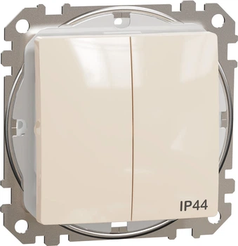2-клавішний вимикач IP44 Schneider Electric Sedna Design Бежевий (SDD212105)