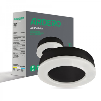 Накладний світлодіодний світильник Ardero AL3007-RB 15Вт IP65 5000К чорний
