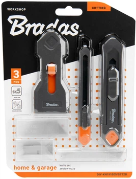 Набор ножей Bradas со скребком и сменными лезвиями 3 шт (DIY-KN191809/SET2B)