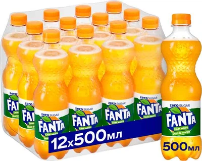 Упаковка безалкогольного напою Fanta Mango Zero 0.5 л х 12 шт (5449000314994)