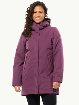 Куртка демісезонна подовжена з капюшоном жіноча Jack Wolfskin Salier Coat 1116141-I0082 S Фіолетова (4064886316910)
