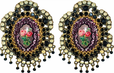 Винтажные серьги-клипсы «Королевские розы» от Michal Negrin с кристаллами Swarovski