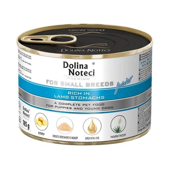 Вологий корм для цуценят,юніорів собак маленьких порід Dolina Noteci Premium з рубцем ягнятини 185 г