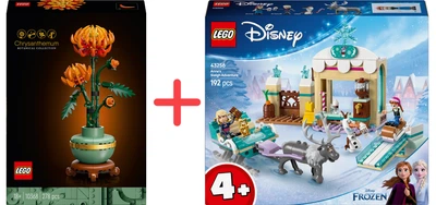 Набор конструкторов LEGO Botanicals Хризантема 278 деталей + Disney Приключения Анны на санях 192 детали (10368_43256)