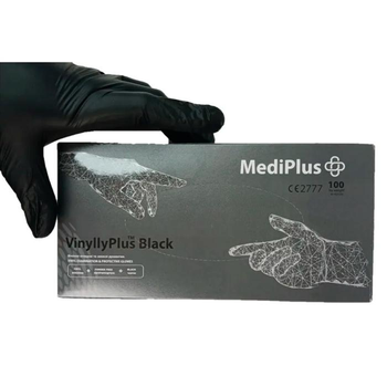 Рукавички вінілові MediPlus VinyllyPlus Black PF Чорні, размер M, 100 шт