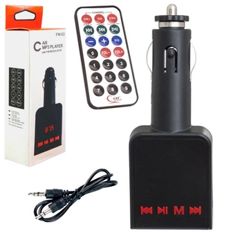 FM модулятор трансмиттер черный FM-03 с USB и microSD 87.5-97 МГц