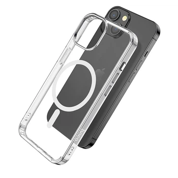 Чехол для телефона Hoco Magnetic series airbag anti-fall protective shell iPhone15 Plus Прозрачный