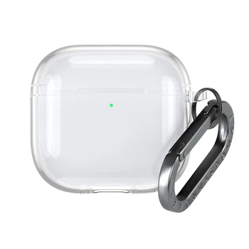 Чохол для навушників Apple AirPods 4, прозорий, Air, термополіуретан (TPU), протиударний, захист від подряпин, пилу і ударів, футляр з карабіном для кріплення, точні вирізи для доступу до роз"ємів, ArmorStandart (ARM82557)