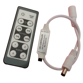 Контроллер для LED-ленты, контроллер для светодиодной ленты, DC12-24В, 6A, 72Вт, LY-IR-MINI-12KEY-DC - белый