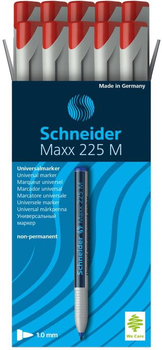 Zestaw markerów niepermanentnychch Schneider Maxx 225 M 1 mm 10 szt Czerwonych (4004675112125)