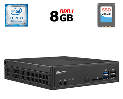 Неттоп Shuttle XPC slim DH310 USFF / Intel Core i3-8100 (4 ядра по 3.6 GHz) / 8 GB DDR4 / 256 GB SSD / Intel UHD Graphics 630 / HDMI / DisplayPort б/у