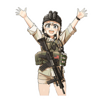 Наклейка без фону на авто, мото, ноутбук Anime girl n gun 3. Стікер вологостійкий 10х6cm