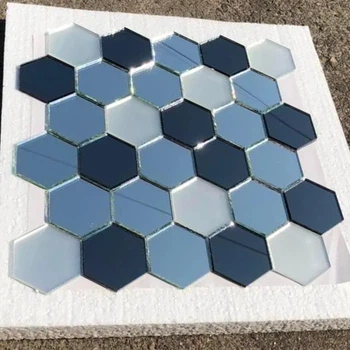 Мозаика зеркальная DecorStoneHub Zs-hex-ZSG серебристо-графитовый микс с сатином 304х303 мм гексагон (004179)