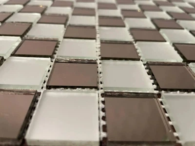 Мозаика зеркальная DecorStoneHub Zs-mix-SB бронзовая с сатином 330х330 мм шахматная доска для колонн (004180)