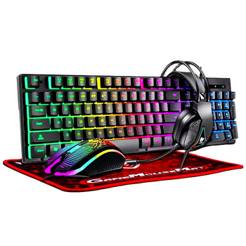 Игровой комплект Gaming Combo 4-in-1 T-Wolf TF-400 (клавиатура, мышь, наушники, коврик) геймерский комплект