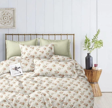Постільна білизна з гумкою Трояндовий сад, двоспальний розмір 180х215 см, сатин, наволочки 70х70, бавовна