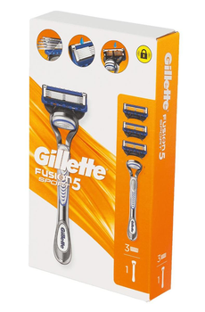 Станок для гоління чоловічий (Бритва) Gillette Fusion5 SPORT та 3 змінних картриджей (касет) Fusion 5