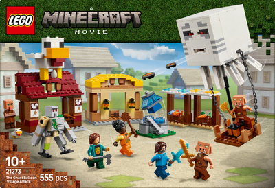 Конструктор LEGO Minecraft Нападение на деревню с воздушным шаром Гаст 555 деталей (21273) 