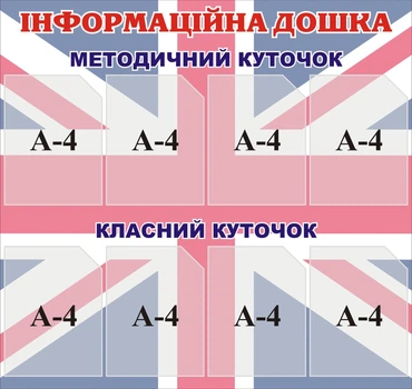 Пластиковий стенд «Інформаційна дошка для кабінету англійської мови» 950мм×900мм (Ар1175)