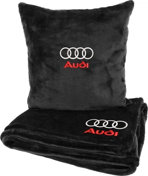 Подушка и плед в авто EVAtech из махры M для Audi черные (MBLMPSMBV003)