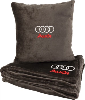 Подушка и плед в авто EVAtech из махры M для Audi коричневые (MBLMPSMZV003)