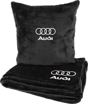 Подушка и плед в авто EVAtech из махры M для Audi черные (MBLMPSMBV095)