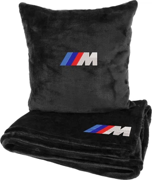 Подушка и плед в авто EVAtech из махры M для BMW M черные (MBLMPSMBV006)