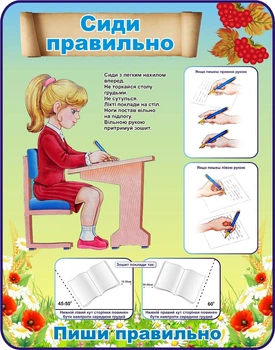 Пластиковий стенд «Основи правильної посадки учня» 550мм×700мм (Арт1182)