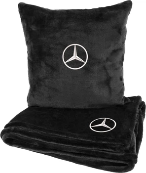 Подушка и плед в авто EVAtech из махры M для Mercedes-Benz черные (MBLMPSMBV016)