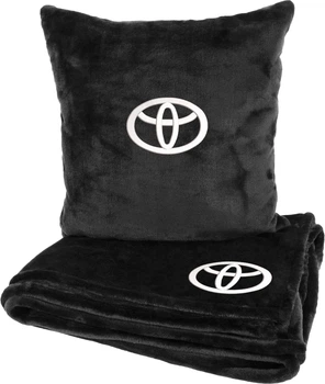 Подушка и плед в авто EVAtech из махры M для Toyota черные (MBLMPSMBV030)