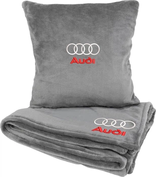 Подушка и плед в авто EVAtech из махры S для Audi серые (MBLMPSSGV003)