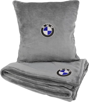 Подушка и плед в авто EVAtech из махры S для BMW серые (MBLMPSSGV005)