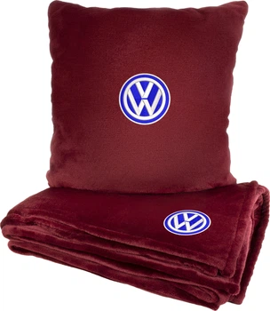 Подушка и плед в авто EVAtech из махры S для Volkswagen красные (MBLMPSSRV033)