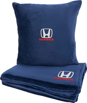 Подушка и плед в авто EVAtech из махры S для Honda синие (MBLMPSSLV060)