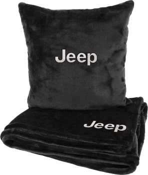 Подушка и плед в авто EVAtech из махры S для Jeep черные (MBLMPSSBV014)