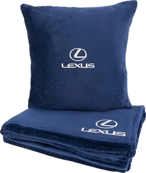 Подушка и плед в авто EVAtech из махры S для Lexus синие (MBLMPSSLV035)