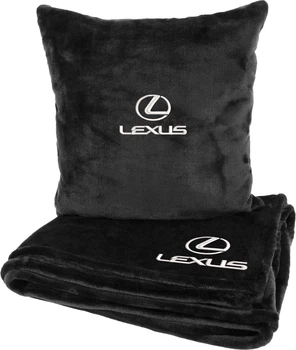 Подушка и плед в авто EVAtech из махры S для Lexus черные (MBLMPSSBV035)
