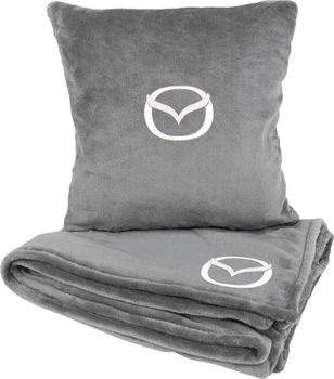 Подушка и плед в авто EVAtech из махры S для Mazda серые (MBLMPSSGV099)