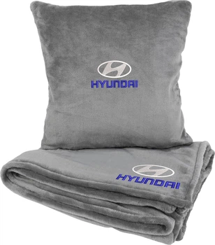 Подушка и плед в авто EVAtech из махры M для Hyundai серые (MBLMPSMGV013)