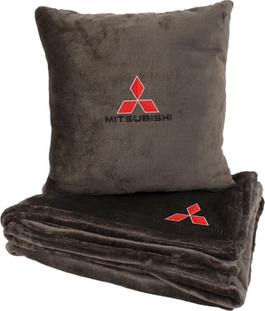 Подушка и плед в авто EVAtech из махры M для Mitsubishi коричневые (MBLMPSMZV020)