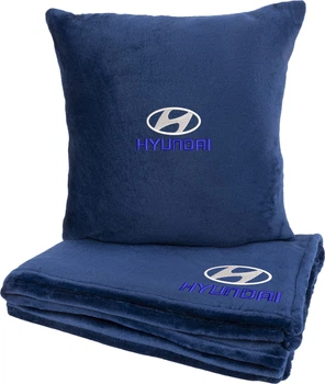 Подушка и плед в авто EVAtech из махры S для Hyundai синие (MBLMPSSLV013)